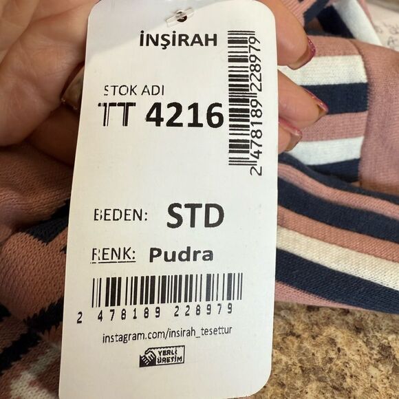 NWT Insirah pink, white, navy and blue design sweater dress size medium - Picture 5 of 10